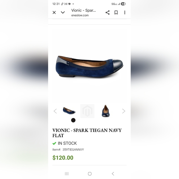 Vionic Tiegan Navy Blue, Cap Toe Flats - Picture 9 of 9